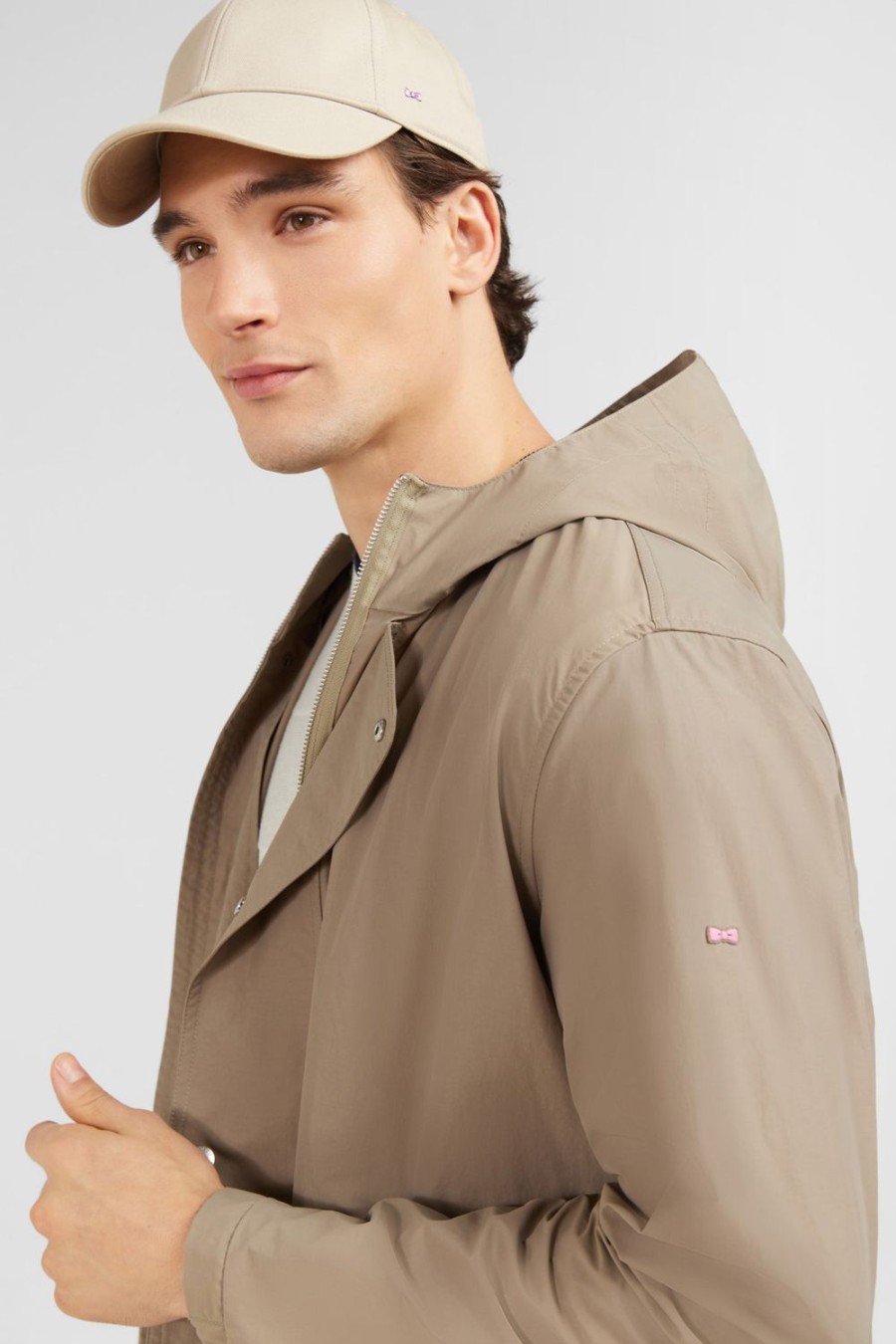 Eden Park Beige Cotton Blend Hooded Parka | Coats