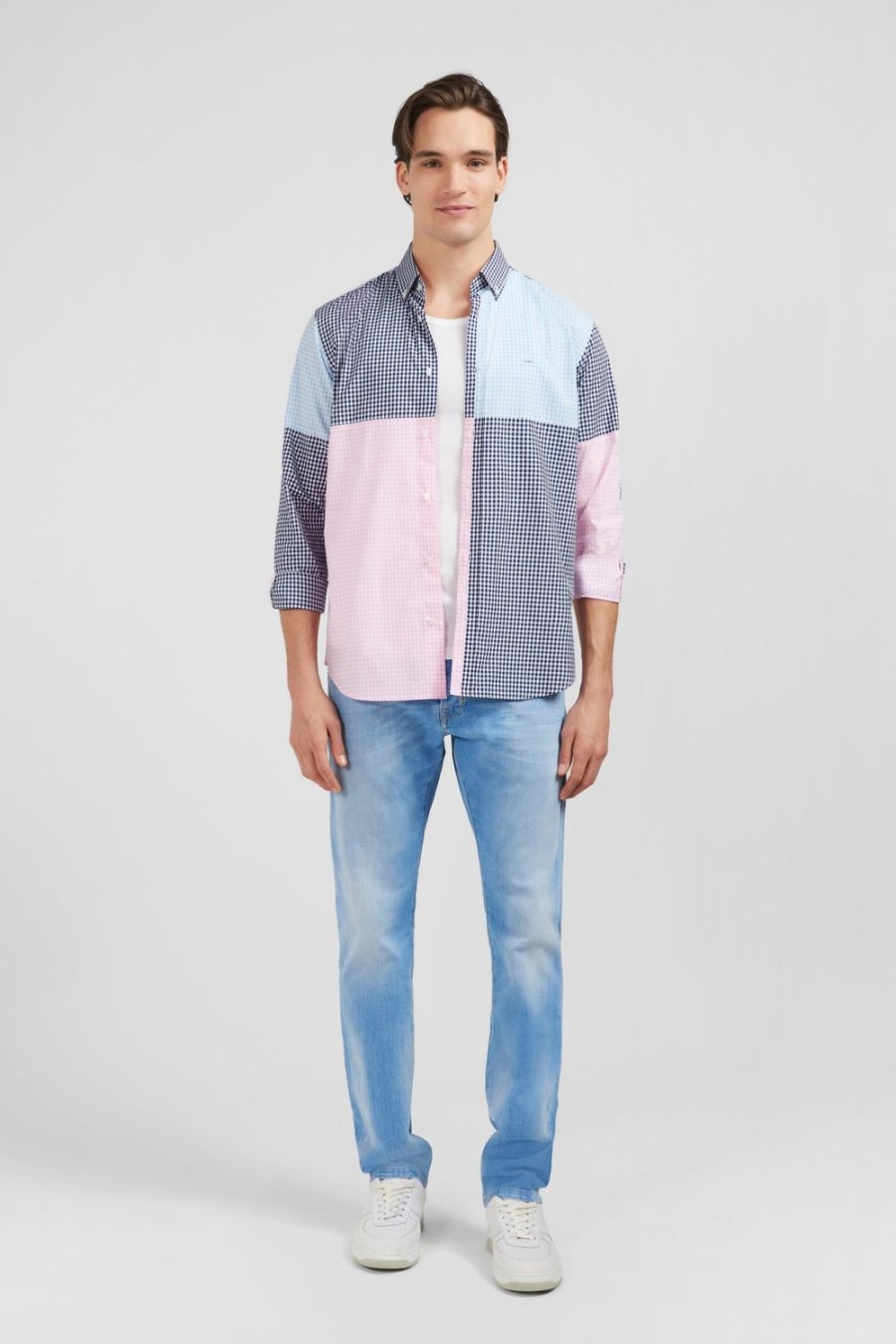 Eden Park Colour-Block Checked Shirt | Shirts