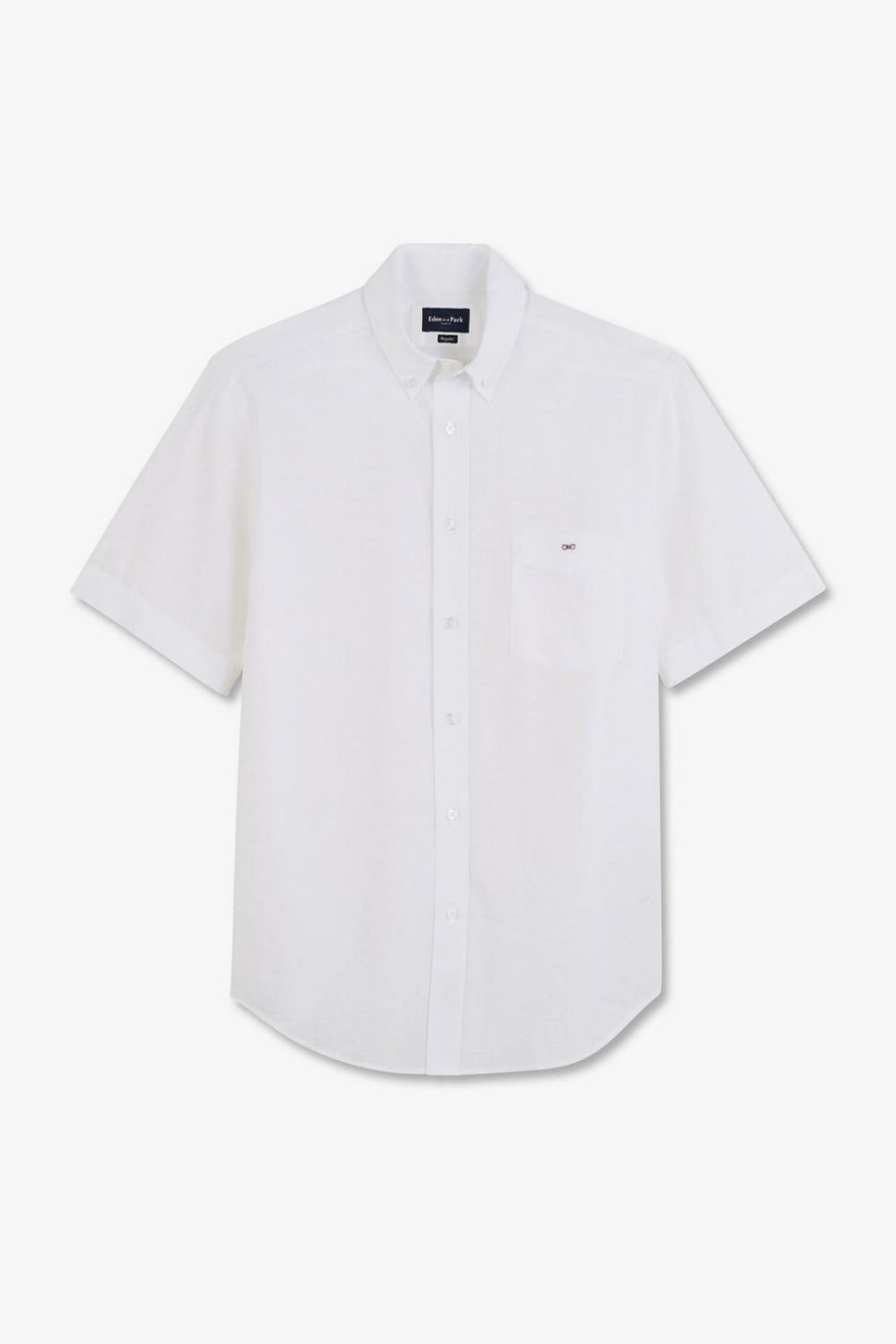 Eden Park White Shirt In Cotton Dobby | Short-Sleeved Shirts