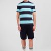 Eden Park Short-Sleeved Navy And Turquoise Cotton T-Shirt With Ribbon Trim | T-Shirts