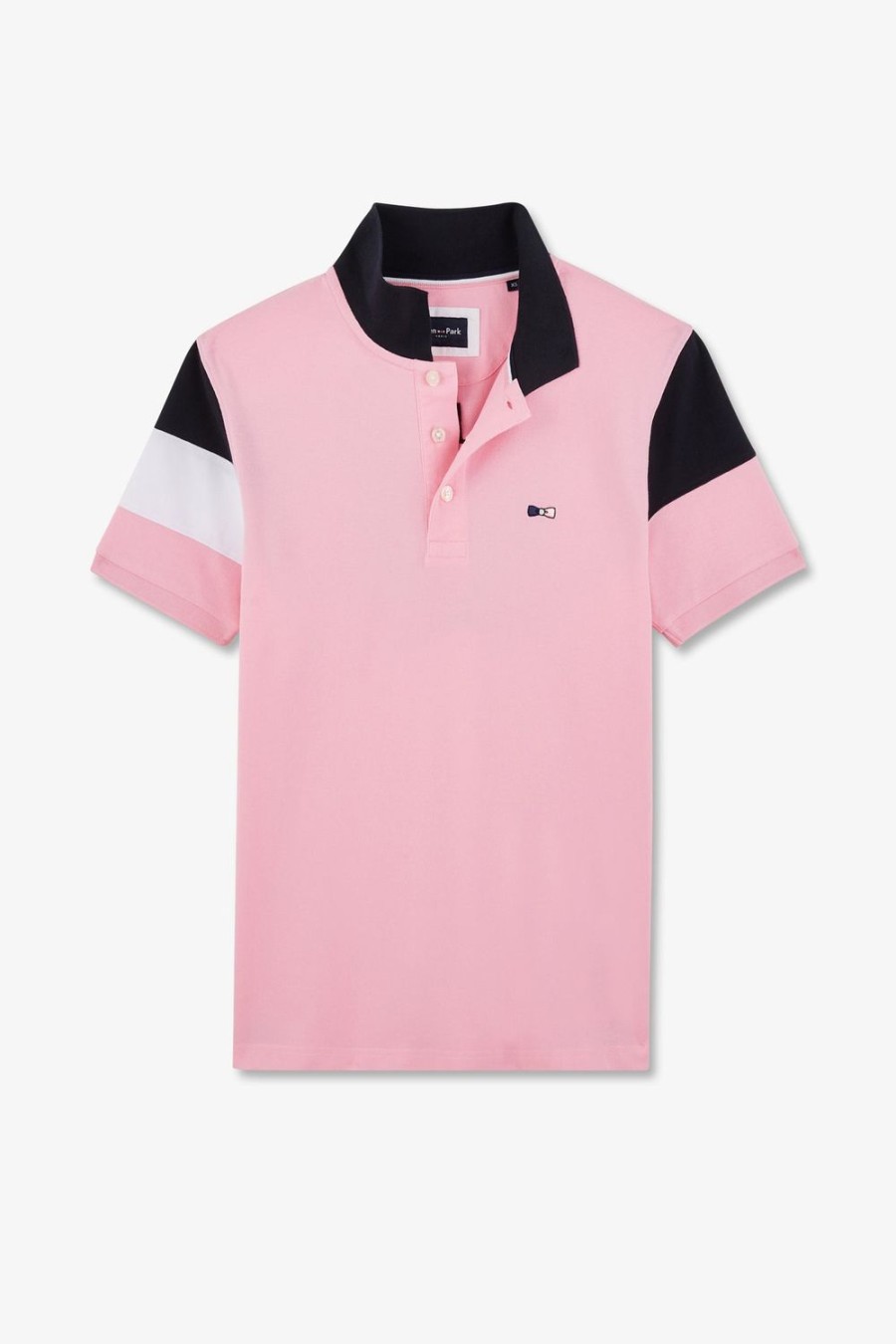 Eden Park Short-Sleeved Tricolour Pink Polo Shirt In Pique Cotton With Bow Details | Polos