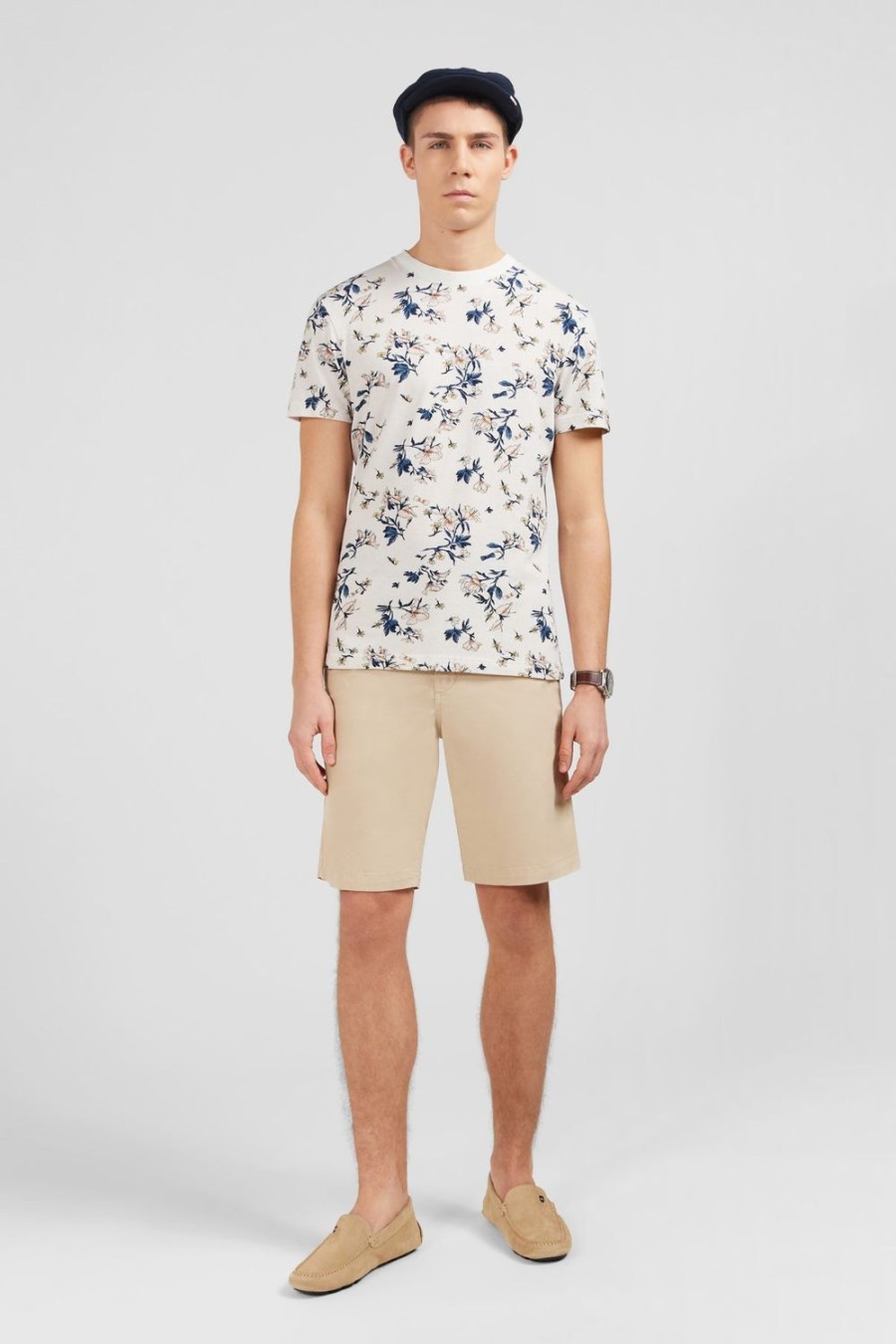 Eden Park White Short-Sleeved T-Shirt With Leaf Print | T-Shirts