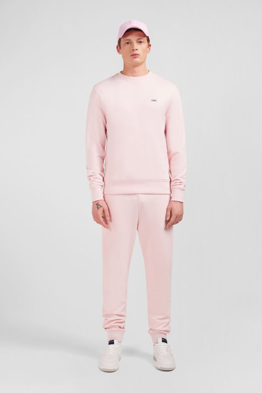 Eden Park Pink Fleece Round-Neck Sweatshirt With Bow Tie Embroidery | Sweatshirts