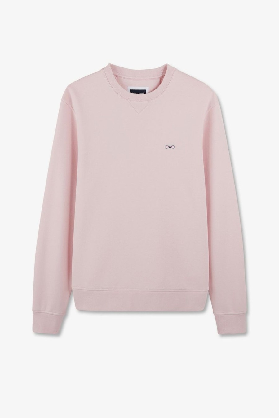 Eden Park Pink Fleece Round-Neck Sweatshirt With Bow Tie Embroidery | Sweatshirts