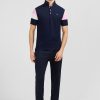 Eden Park Short-Sleeved Tricolour Navy Polo Shirt In Pique Cotton With Bow Details | Polos