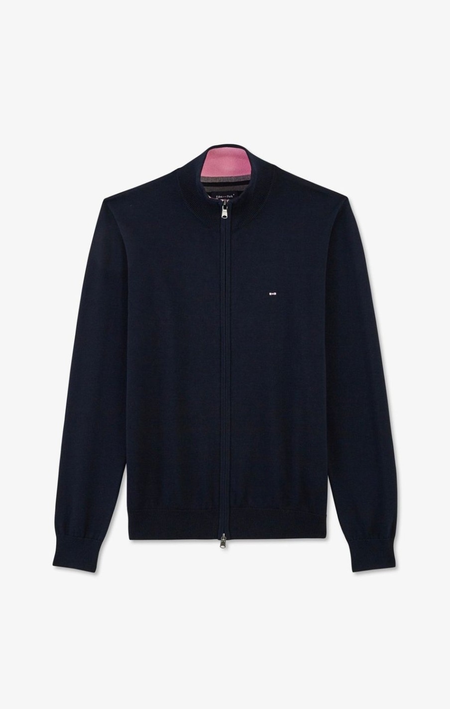 Eden Park Navy Blue Cotton Cardigan With Zipper | Cardigans