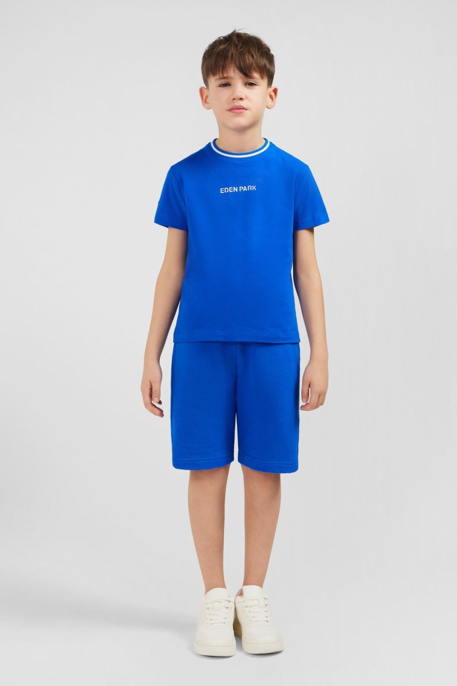 Eden Park Striped Round Neck Eden Park Blue T-Shirt In Stretch Cotton | Children