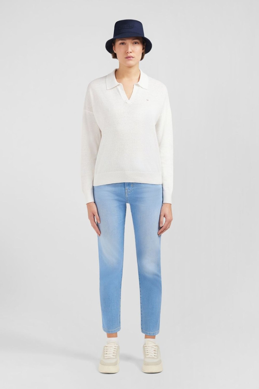 Eden Park White Polo-Neck Jumper | Sweaters