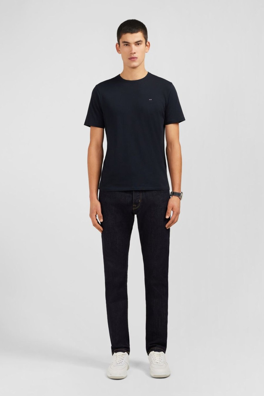 Eden Park Crew Neck Black Pima Cotton T-Shirt | T-Shirts