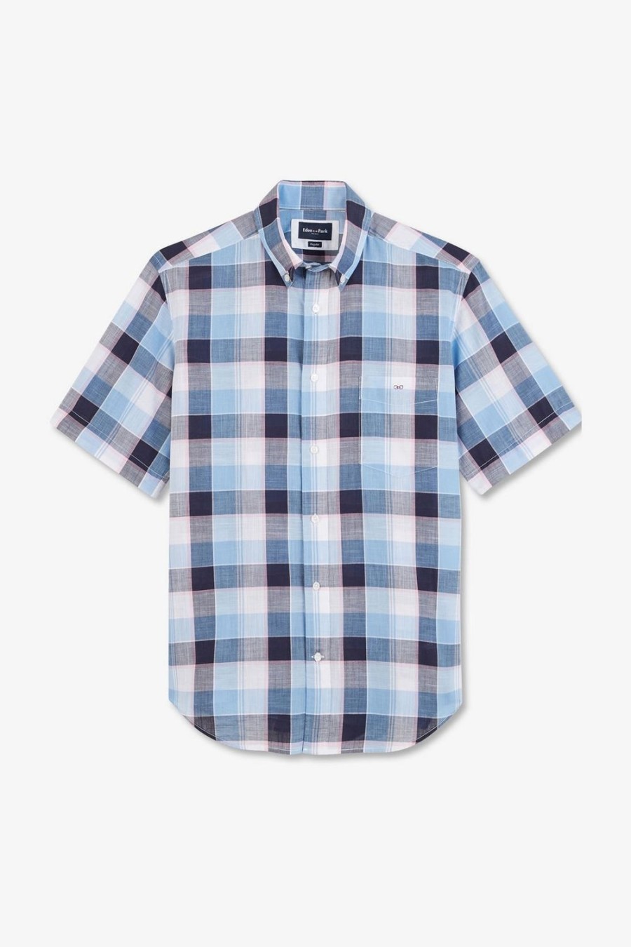 Eden Park Checked Blue Shirt | Short-Sleeved Shirts