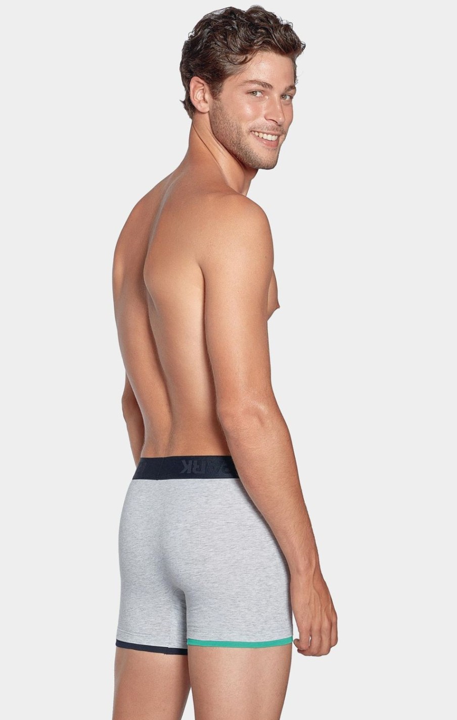 Eden Park Stretch Cotton Grey Boxers With Pink Elastic Waistband | Underwear