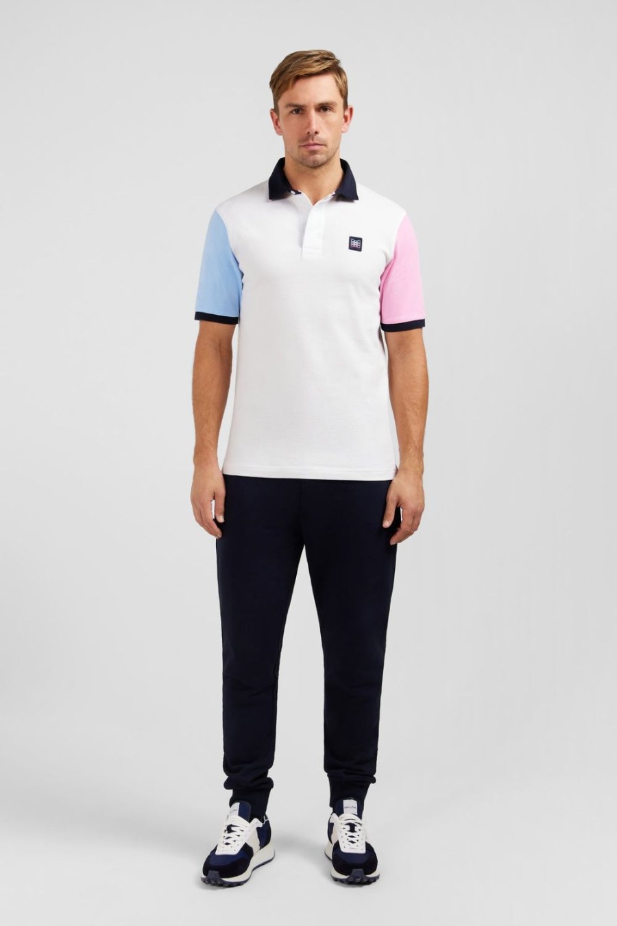 Eden Park White Colour-Block Polo Shirt | Rugby Shirts