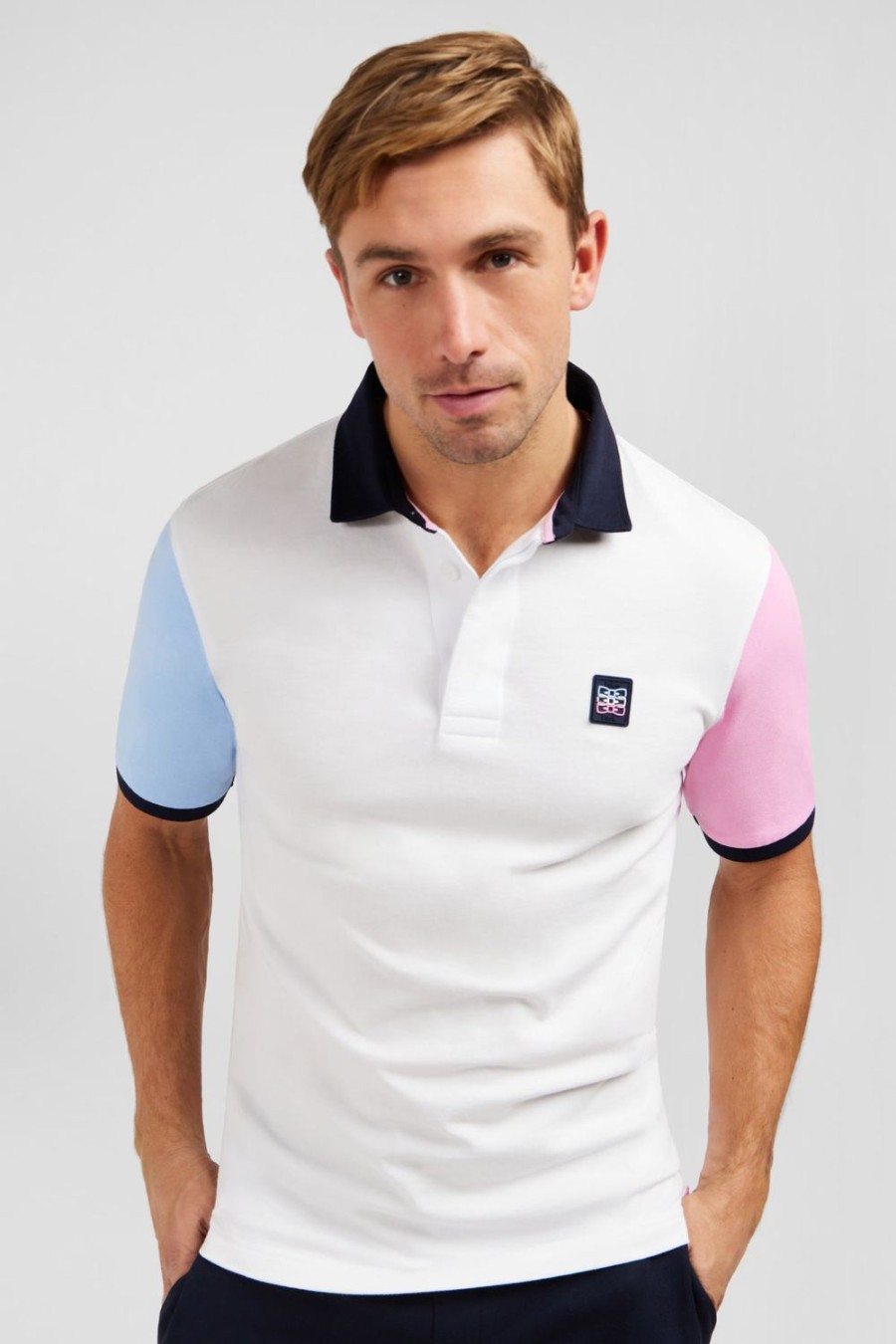 Eden Park White Colour-Block Polo Shirt | Rugby Shirts