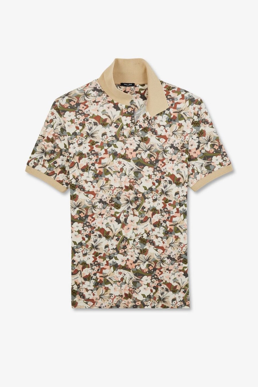 Eden Park White Short-Sleeved Polo Shirt With Floral Print | Polos